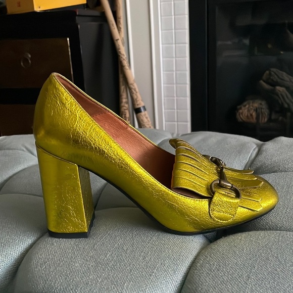 Jonak Story Yellow Metallic Block Heels - Picture 8 of 16